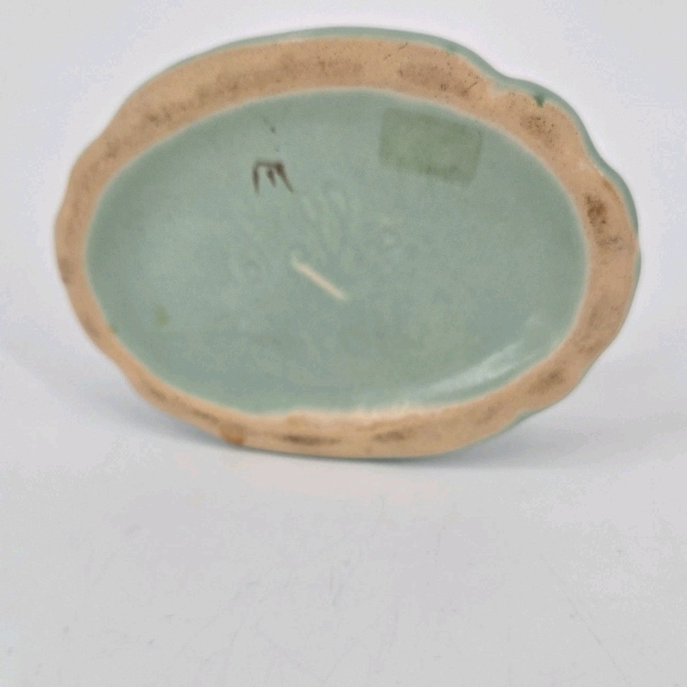 Vintage Weller Pottery Dogwood Cornucopia Vase Matte Green Pink Floral 6 Inch OH - Picture 6 of 9